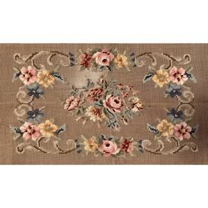 Vintage Preworked Decorator Needlepoint Canvas Roses Floral Garden Design 10x16